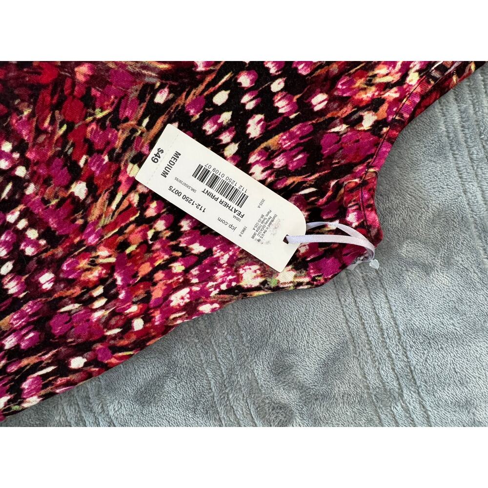 Nwt Ambrielle Sleepwear Rayon Pink Red Feather Print Cami Tank Top Womens Medium - Picture 2 of 11